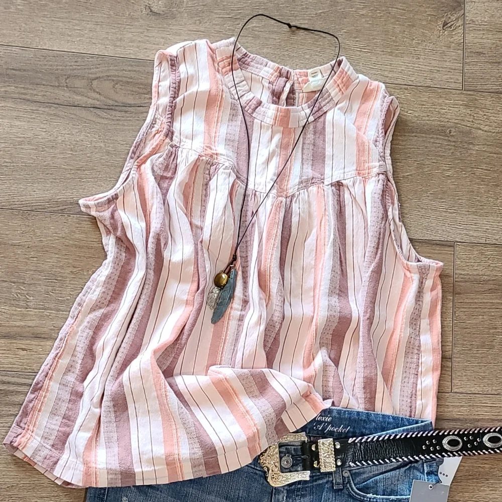 Gently Loved- ANA - Brown, Tan, Rust Striped Swing Top - Size XL - Picture 1 of 5